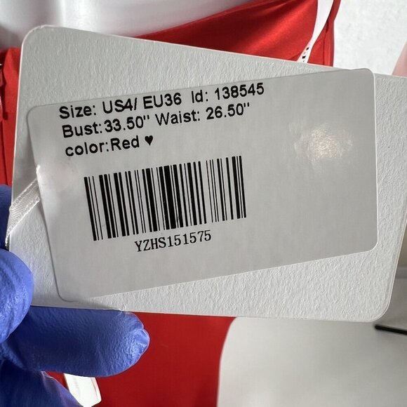 JJ"s House Red Size 4 Trumpet Mermaid V Neck Sweep Train Jersey Dress Siren - Picture 12 of 15